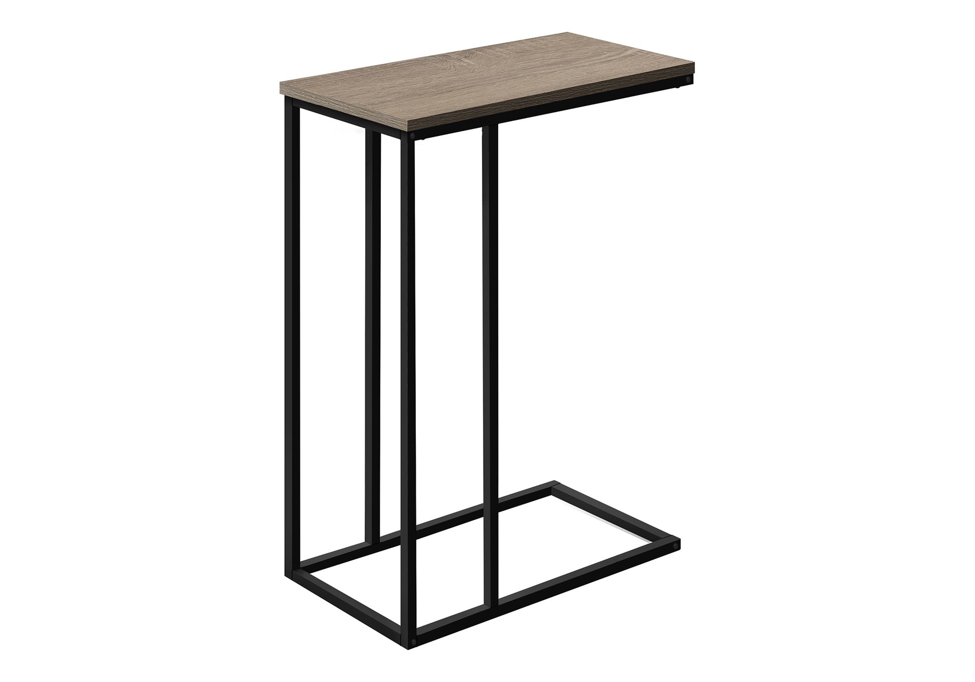 Accent Table, C-shaped, End, Side, Snack, Living Room, Bedroom, Brown Laminate, Black Metal, Contemporary, Modern