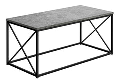 Coffee Table, Accent, Cocktail, Rectangular, Living Room, 40"l, Grey Laminate, Black Metal, Contemporary, Modern