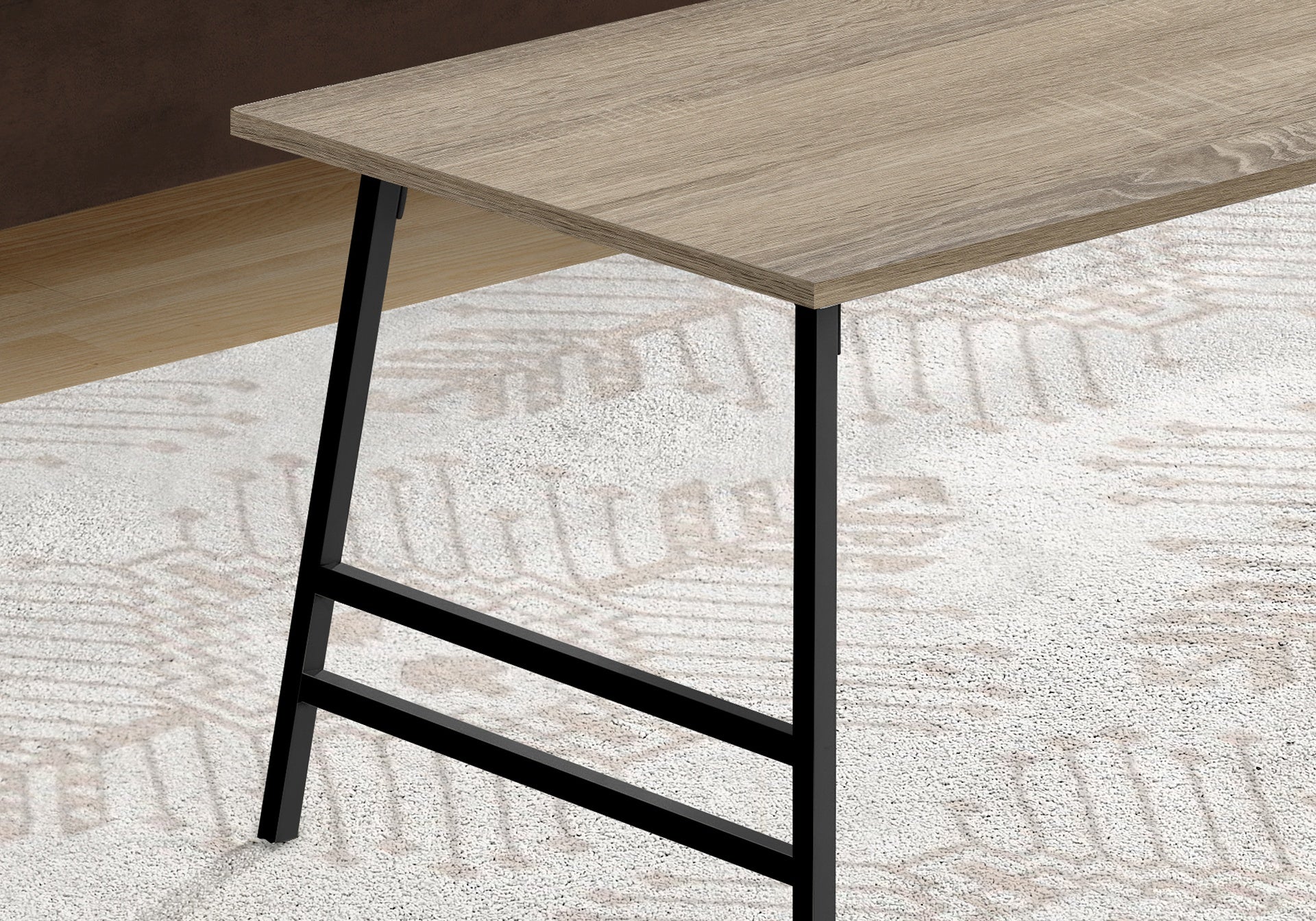 Coffee Table, Accent, Cocktail, Rectangular, Living Room, 40"l, Brown Laminate, Black Metal, Contemporary, Modern
