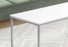 Coffee Table, Accent, Cocktail, Rectangular, Living Room, 40"l, White Laminate, Grey Metal, Contemporary, Modern