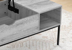 Coffee Table, 42" L, Rectangular, Cocktail, Lift-top, Grey, Black Metal, Contemporary, Modern