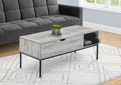 Coffee Table, 42" L, Rectangular, Cocktail, Lift-top, Grey, Black Metal, Contemporary, Modern