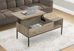 Coffee Table, 42" L, Rectangular, Cocktail, Lift-top, Dark Taupe, Black Metal, Contemporary, Modern