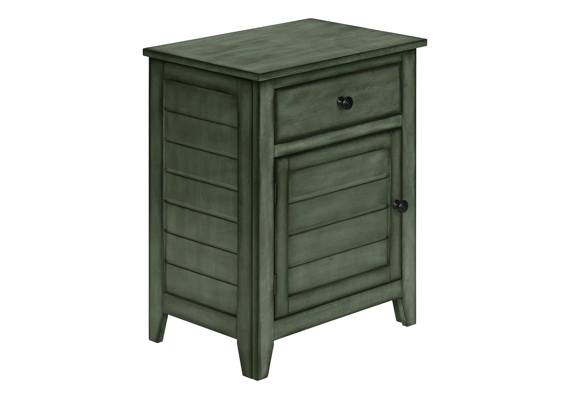 Accent Table, Nightstand, Storage Drawer, End, Side Table, Bedroom, Lamp, Storage, Antique Green Veneer, Transitional