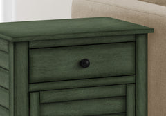 Accent Table, Nightstand, Storage Drawer, End, Side Table, Bedroom, Lamp, Storage, Antique Green Veneer, Transitional