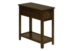 Accent Table, End, Side Table, Nightstand, Bedroom, Narrow, Storage Drawer, Brown Veneer, Transitional
