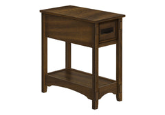 Accent Table, End, Side Table, Nightstand, 2 Tier, Narrow, Storage Drawer, Brown Veneer, Transitional
