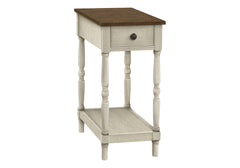 Accent Table, 2 Tier, End, Side Table, Nightstand, Bedroom, Narrow, Lamp, Storage Drawer, Brown Veneer, Antique White Veneer, Traditional