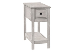 Accent Table, End, Side Table, 2 Tier, Narrow, Bedroom, Lamp, Storage Drawer, Grey Veneer, Transitional