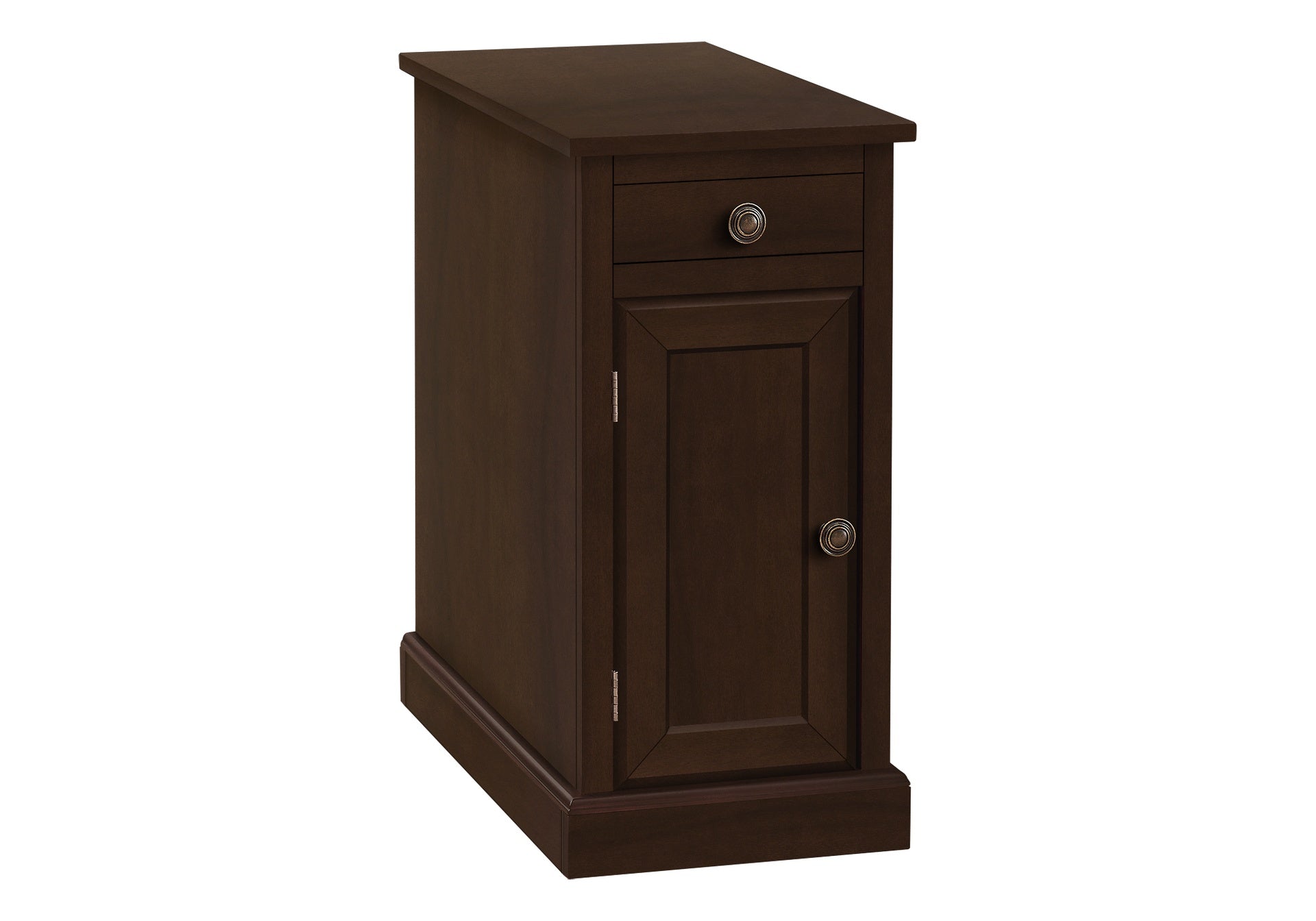 Accent Table, End, Side Table, Nightstand, Narrow, Bedroom, Lamp, Storage Drawer, Brown Veneer, Traditional