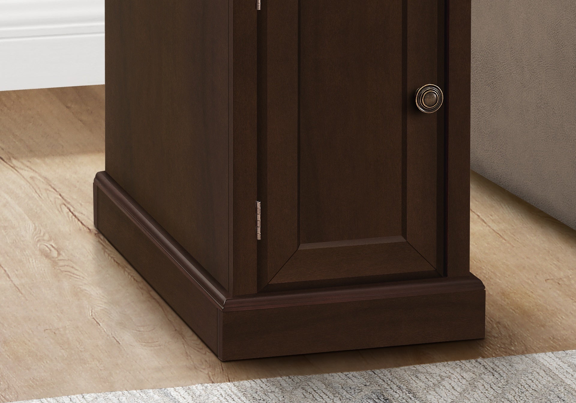 Accent Table, End, Side Table, Nightstand, Narrow, Bedroom, Lamp, Storage Drawer, Brown Veneer, Traditional