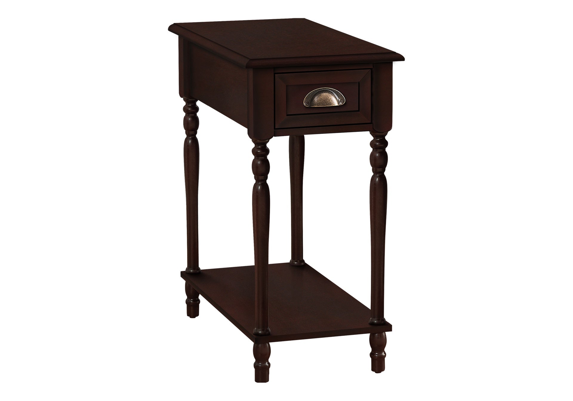 Accent Table, 2 Tier, Side Table, End, Narrow, Nightstand, Bedroom, Lamp, Storage Drawer, Brown Veneer, Traditional