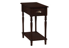 Accent Table, 2 Tier, Side Table, End, Narrow, Nightstand, Bedroom, Lamp, Storage Drawer, Brown Veneer, Traditional