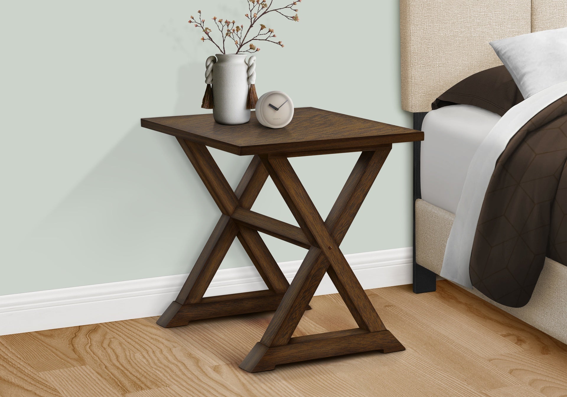 Accent Table, End, Side Table, Square, Nightstand, Bedroom, Lamp, Brown Veneer, Transitional