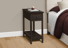 Accent Table, 2 Tier, End, Side Table, Narrow, Nightstand, Bedroom, Storage Drawer, Lamp, Brown Veneer, Transitional