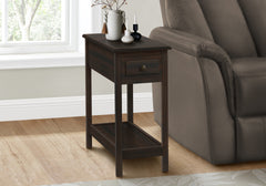 Accent Table, 2 Tier, End, Side Table, Narrow, Nightstand, Bedroom, Storage Drawer, Lamp, Brown Veneer, Transitional