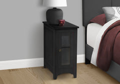 Accent Table, End, Side Table, Narrow, Nightstand, Bedroom, Lamp, Storage, Black Veneer, Transitional