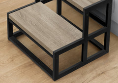 Ladder, Step Stool, Bedroom, Kitchen, Black Metal, Dark Taupe Laminate, Contemporary