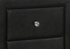 Nightstand, Nightstand, End, Side, Lamp, Storage Drawer, Bedroom, Upholstered, Black Leather Look, Transitional