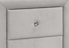 Nightstand, Nightstand, End, Side, Lamp, Storage Drawer, Bedroom, Upholstered, Grey Velvet, Transitional