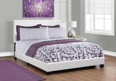Bed, Queen Size, Bedroom, Upholstered, White Leather Look, Transitional