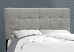 Bed, Full Size, Bedroom, Upholstered, Grey Linen Look, Transitional