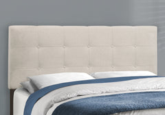 Bed, Queen Size, Bedroom, Upholstered, Beige Linen Look, Black Wood Legs, Transitional