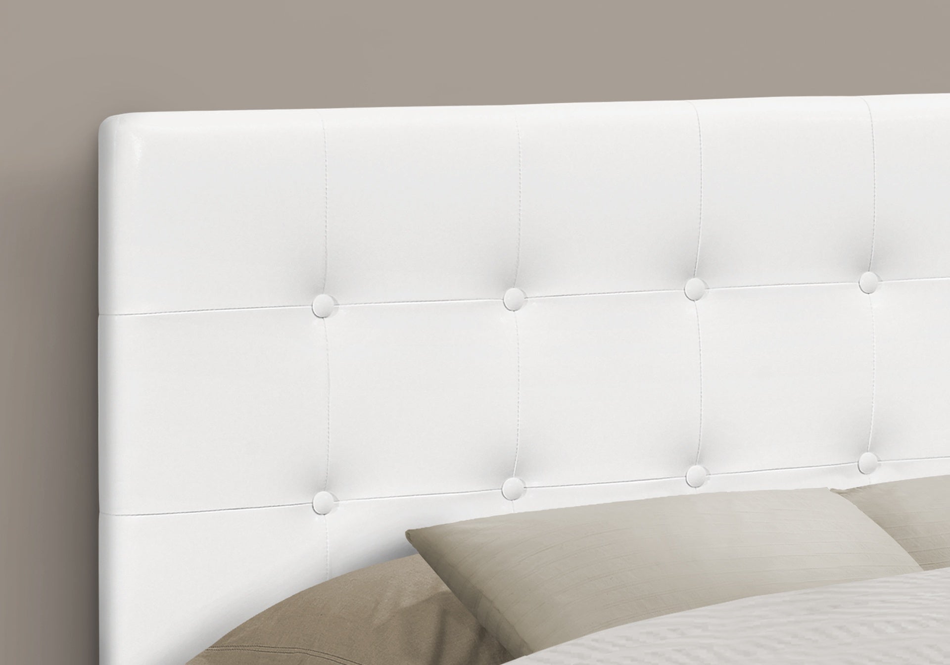 Bed, Headboard Only, Full Size, Bedroom, Upholstered, White Leather Look, Transitional