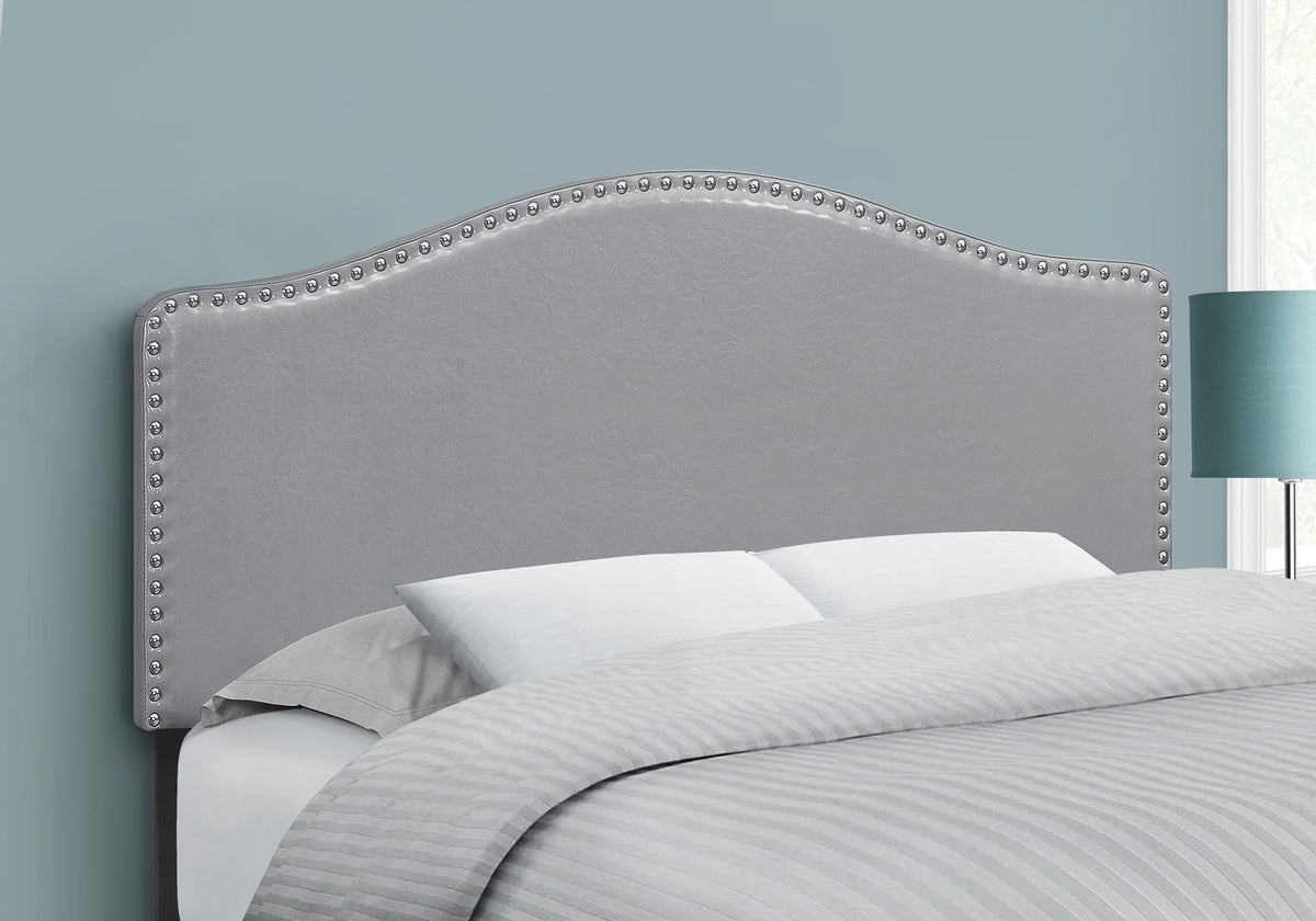 Bed, Headboard Only, Full Size, Bedroom, Upholstered, Grey Leather Look, Transitional