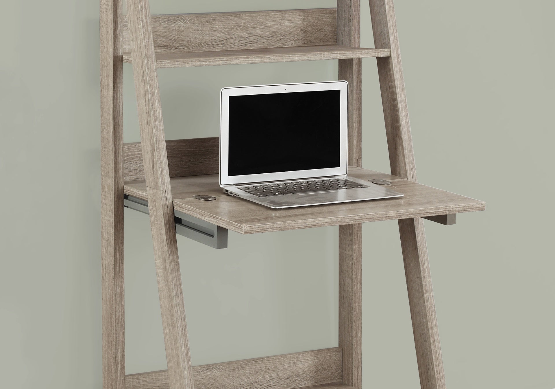 Computer Desk, Home Office, Laptop, Leaning, 61"h, Work, Storage Shelves, Brown Laminate, Contemporary, Modern