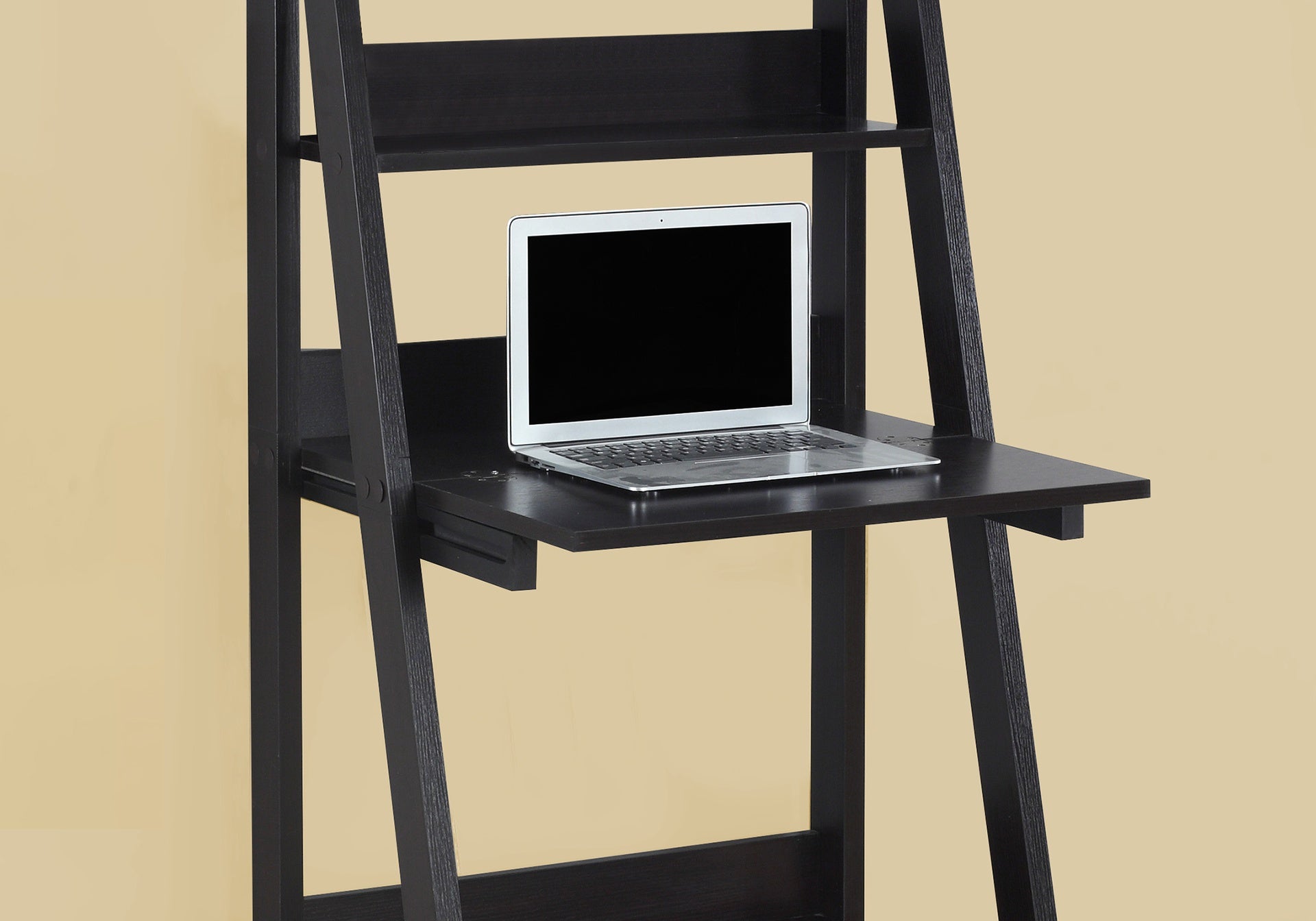 Computer Desk, Home Office, Laptop, Leaning, 61"h, Work, Storage Shelves, Brown Laminate, Contemporary, Modern