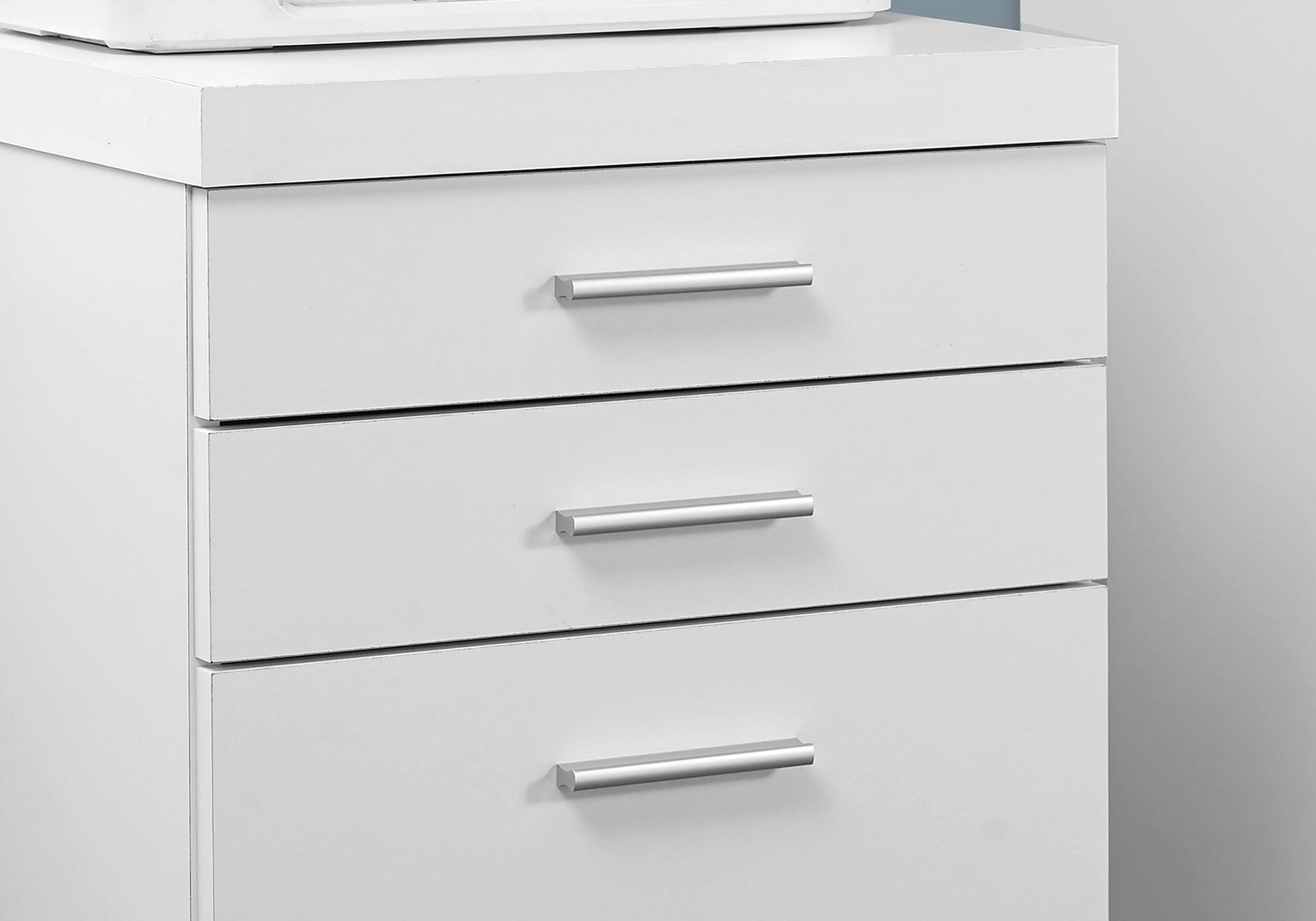 File Cabinet, Rolling Mobile, Storage Drawers, Printer Stand, Office, Work, White Laminate, Contemporary, Modern