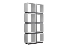 Bookshelf, Bookcase, Etagere, 5 Tier, 71"h, Office, Bedroom, Grey And White Laminate, Contemporary, Modern