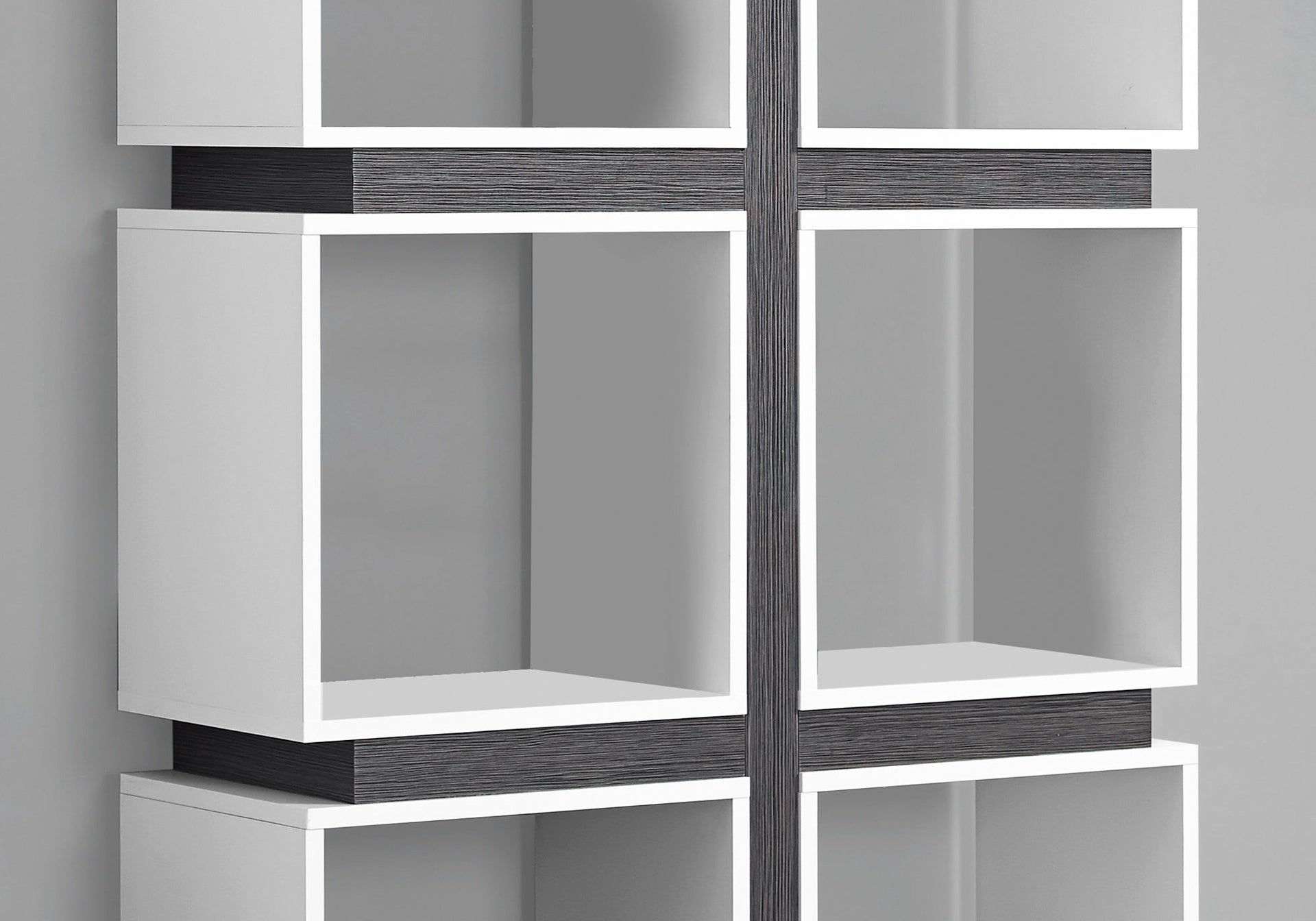 Bookshelf, Bookcase, Etagere, 5 Tier, 71"h, Office, Bedroom, Grey And White Laminate, Contemporary, Modern
