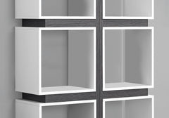 Bookshelf, Bookcase, Etagere, 5 Tier, 71"h, Office, Bedroom, Grey And White Laminate, Contemporary, Modern