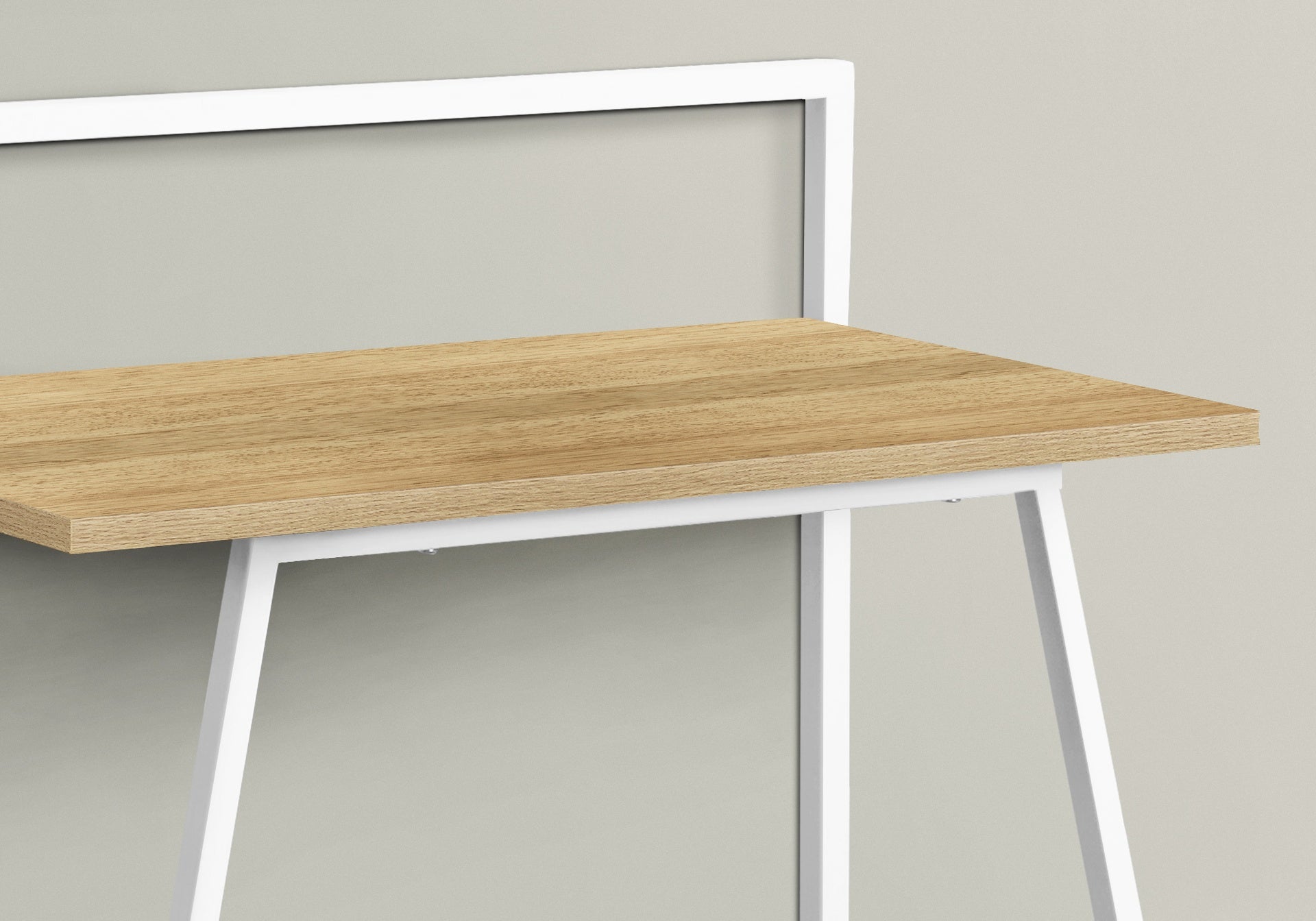 Computer Desk, Home Office, Laptop, 30"l, Work, Natural Laminate, White Metal, Contemporary, Modern