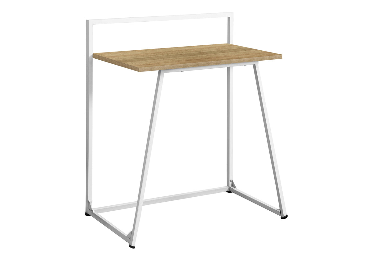 Computer Desk, Home Office, Laptop, 30"l, Work, Natural Laminate, White Metal, Contemporary, Modern