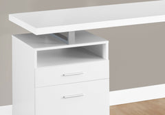 Computer Desk, Home Office, Laptop, Left, Right Set-up, Storage Drawers, 60"l, Work, White Laminate, Grey Metal, Contemporary, Modern
