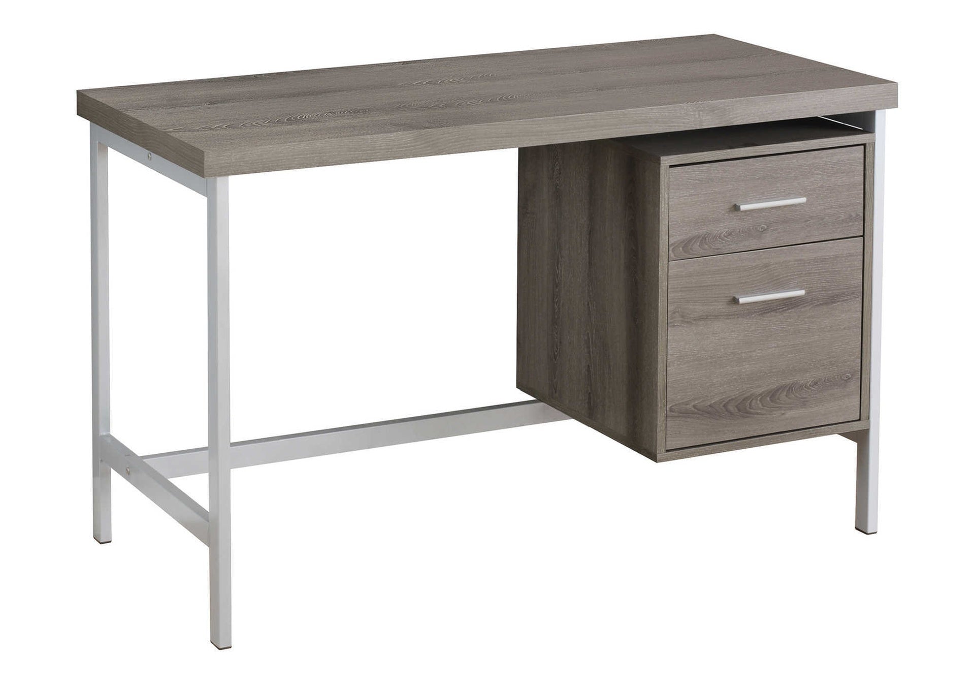 Computer Desk, Home Office, Laptop, Left, Right Set-up, Storage Drawers, 48"l, Work, Brown Laminate, Grey Metal, Contemporary, Modern