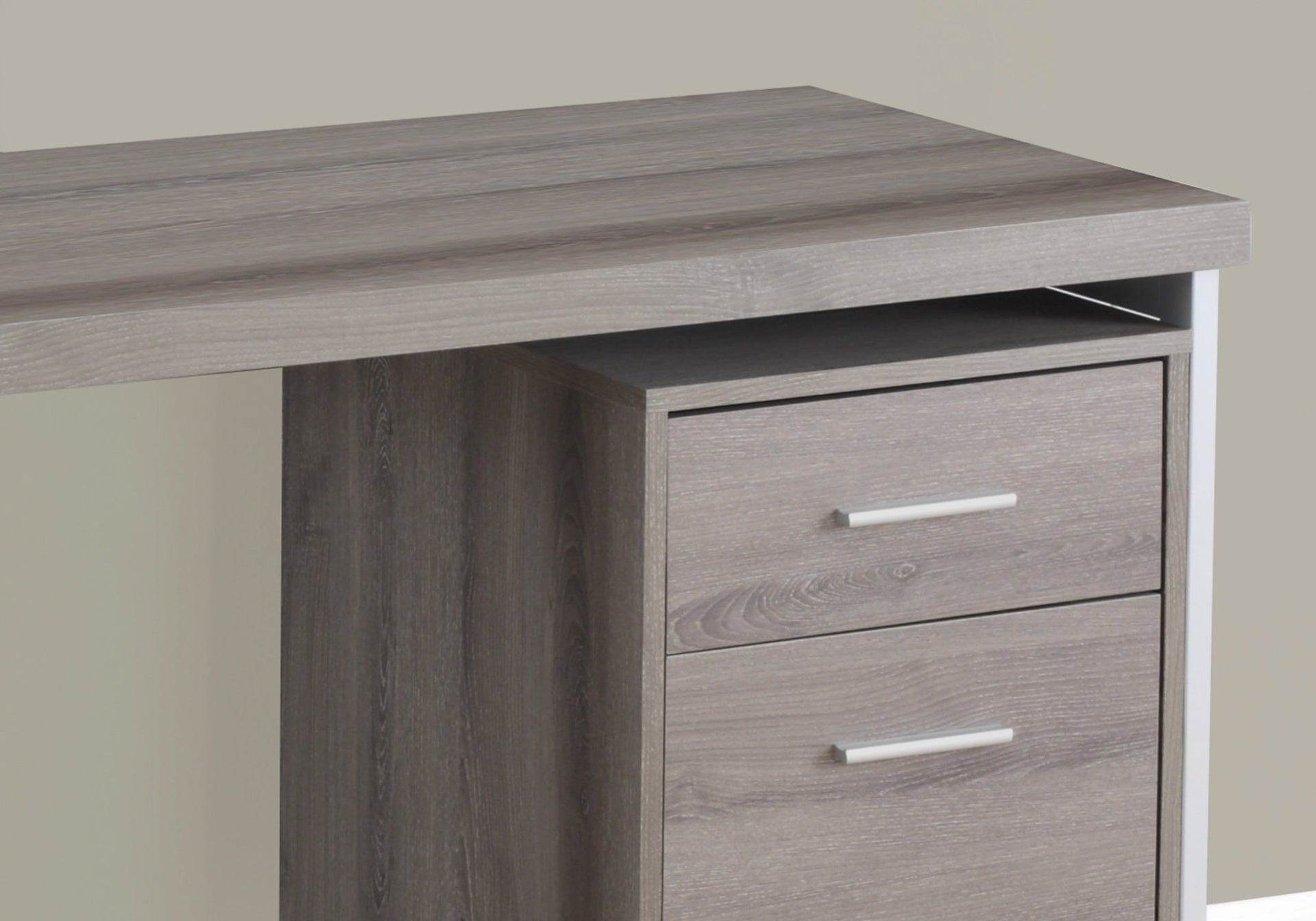Computer Desk, Home Office, Laptop, Left, Right Set-up, Storage Drawers, 48"l, Work, Brown Laminate, Grey Metal, Contemporary, Modern