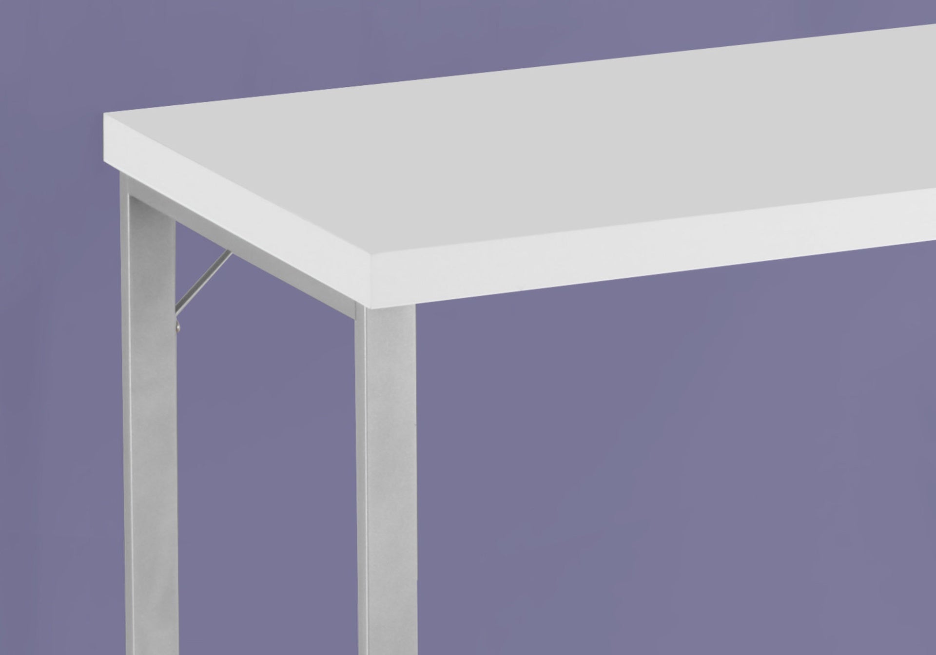 Computer Desk, Home Office, Laptop, 48"l, Work, White Laminate, Grey Metal, Contemporary, Modern