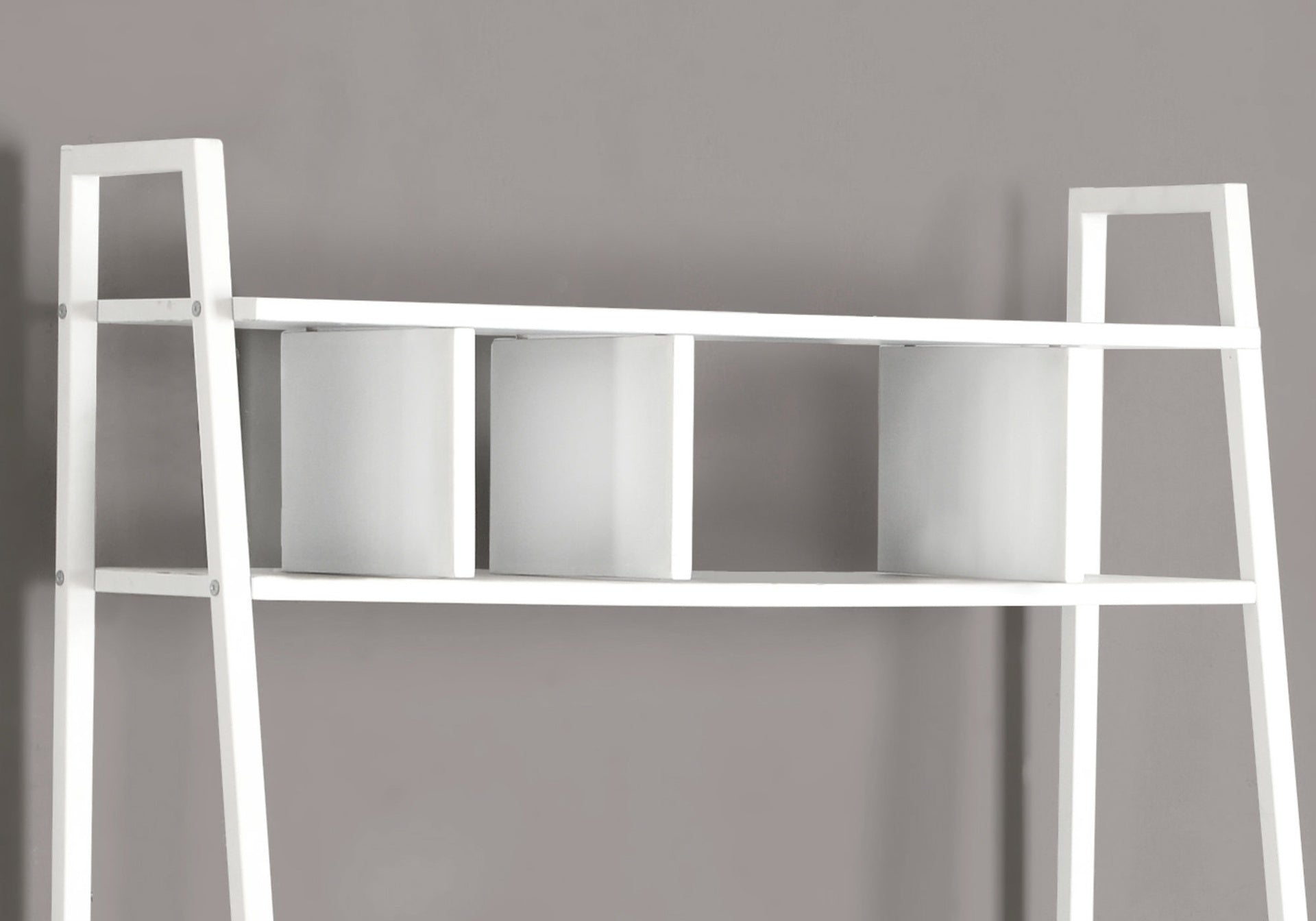 Computer Desk, Home Office, Laptop, Leaning, Storage Shelves, Work, White Laminate, White Laminate, Contemporary, Modern