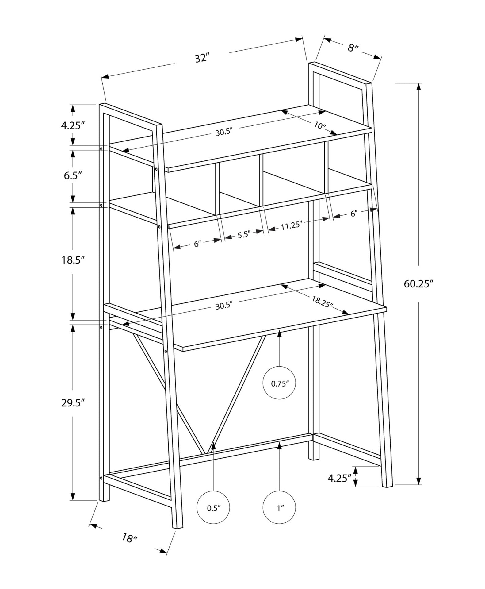 Computer Desk, Home Office, Laptop, Leaning, Storage Shelves, Work, White Laminate, White Laminate, Contemporary, Modern