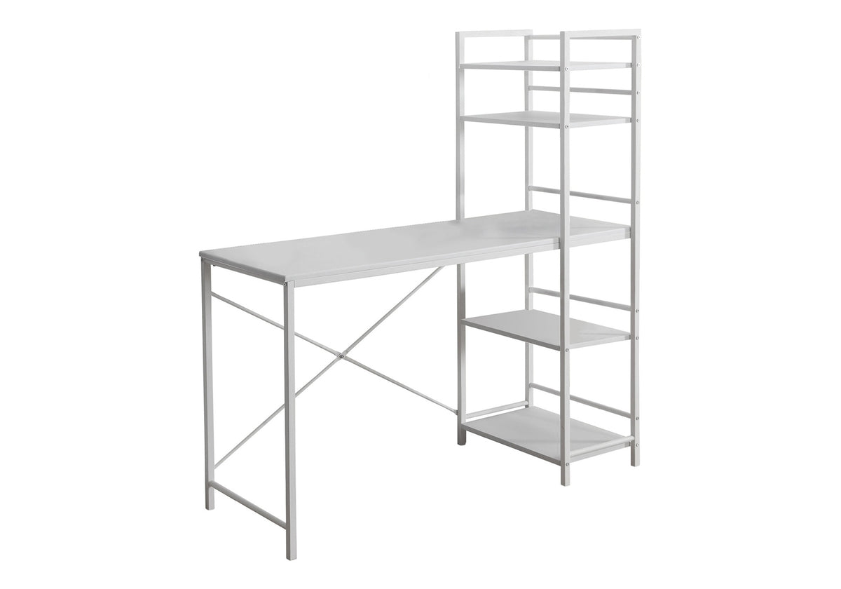 Computer Desk, Home Office, Laptop, Storage Shelves, 48"l, Work, White Laminate, White Laminate, Contemporary, Modern