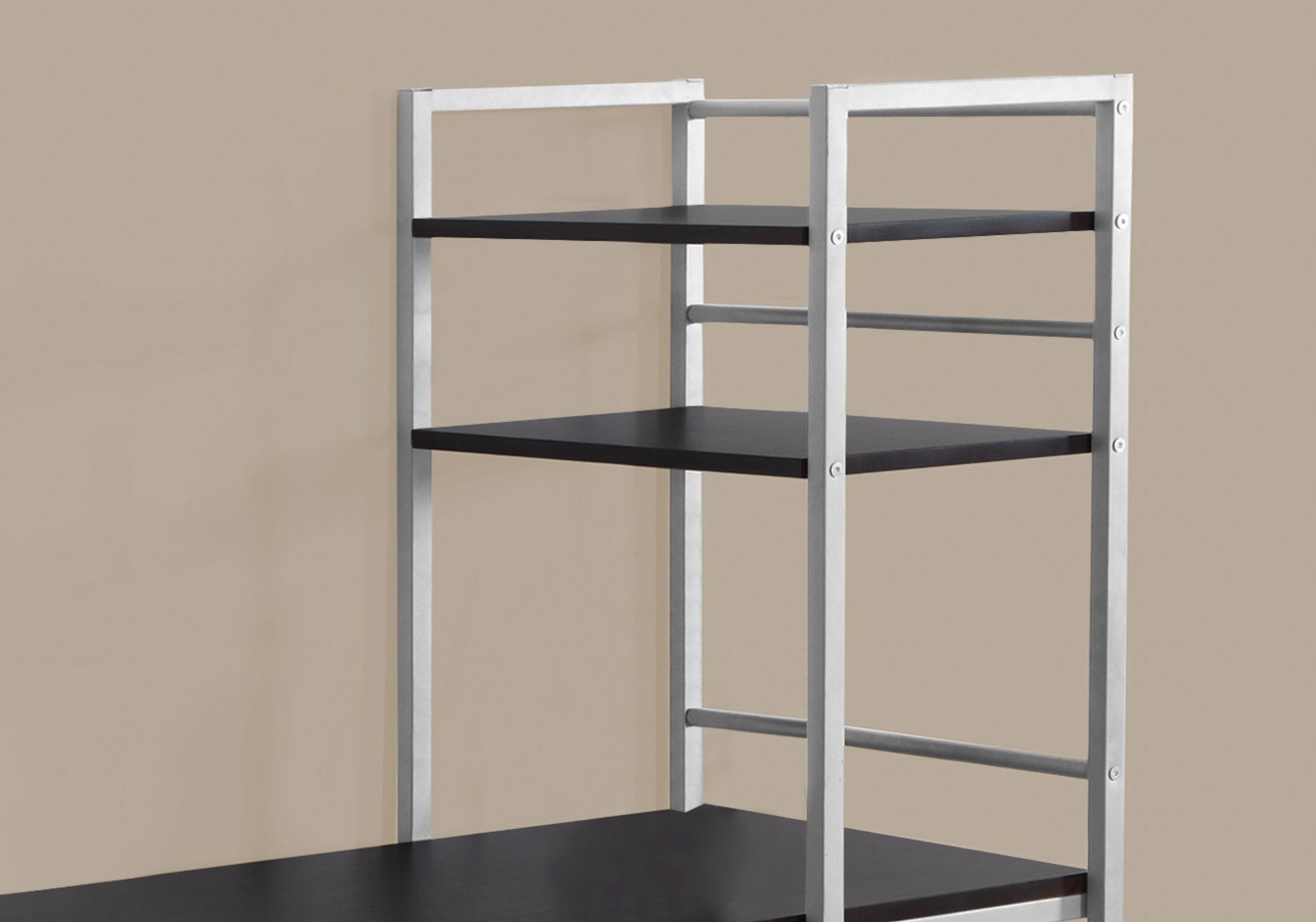 Computer Desk, Home Office, Laptop, Storage Shelves, 48"l, Work, Brown Laminate, Grey Metal, Contemporary, Modern