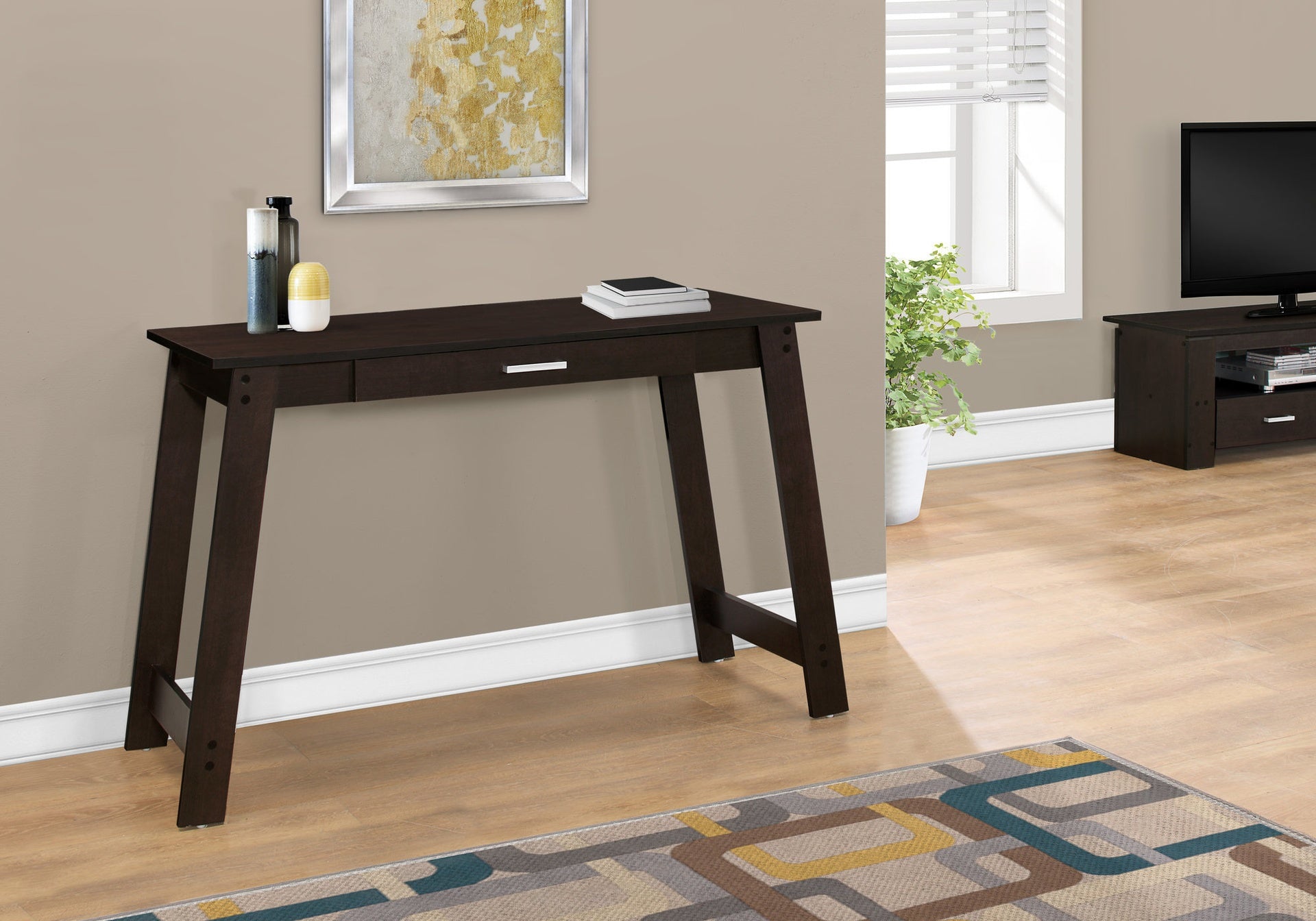 Computer Desk, Home Office, Laptop, Storage Drawers, Work, Brown Laminate, Contemporary, Modern