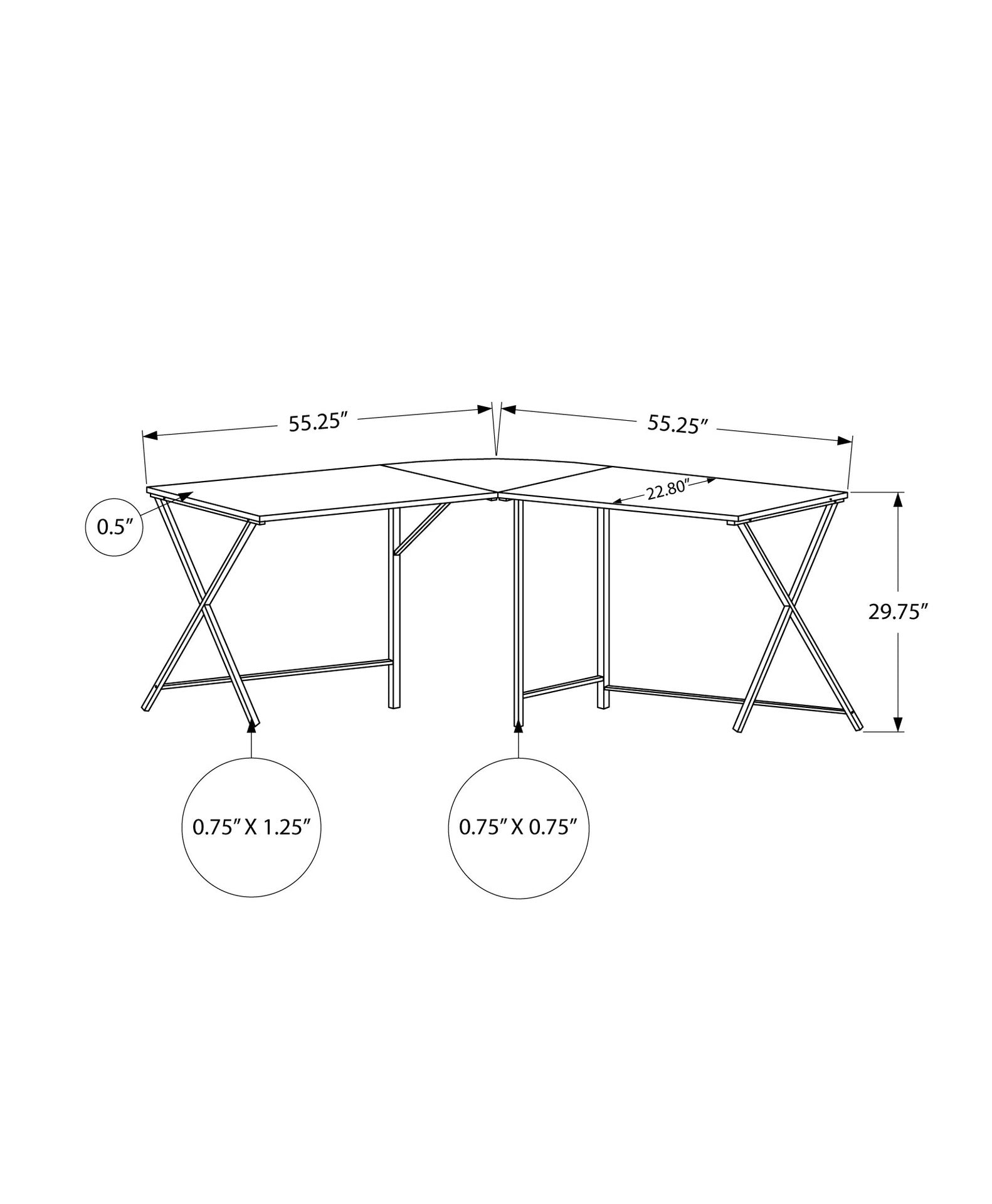 Computer Desk, Home Office, Corner, 55"l, L Shape, Work, Laptop, White Laminate, Black Metal, Contemporary, Modern