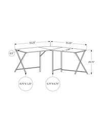 Computer Desk, Home Office, Corner, 55"l, L Shape, Work, Laptop, White Laminate, Black Metal, Contemporary, Modern