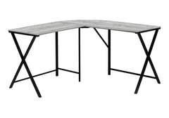 Computer Desk, Home Office, Corner, 55"l, L Shape, Work, Laptop, Grey Laminate, Black Metal, Contemporary, Modern