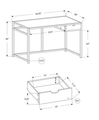 Computer Desk, Home Office, Laptop, Storage Drawer, 42"l, Work, Grey Laminate, Black Metal, Contemporary, Modern